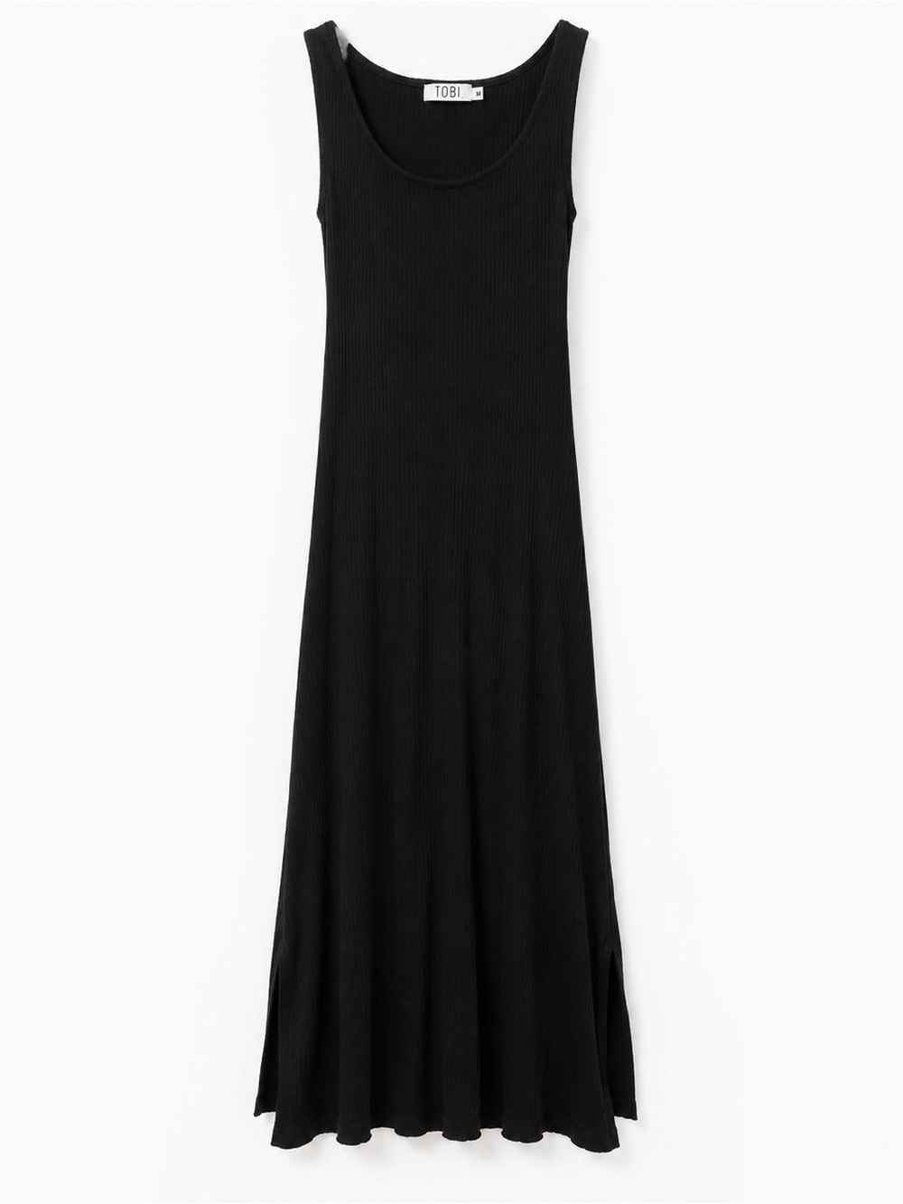 TOBI Black Ribbed Cutout Back Maxi Dress | Open Back Twist Detail | M